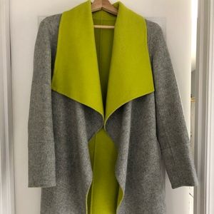 Waterfall front cashmere coat